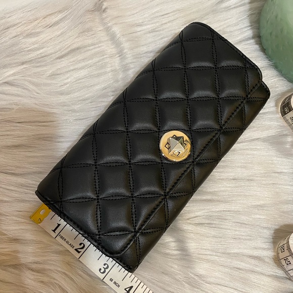 Kate Spade Black Smooth Quilted Large Turn Lock Wallet - Picture 9 of 11